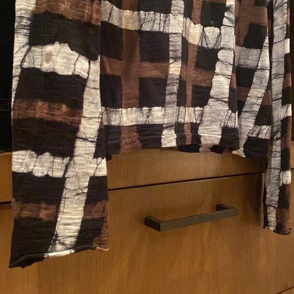 Gilda Midani brown white black plaid long sleeve top size S - Picture 3 of 4